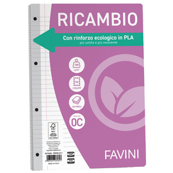 Ricambi c/rinforzo ecologico f.to A4 100gr 40fg 1 rigo c/margine Favini