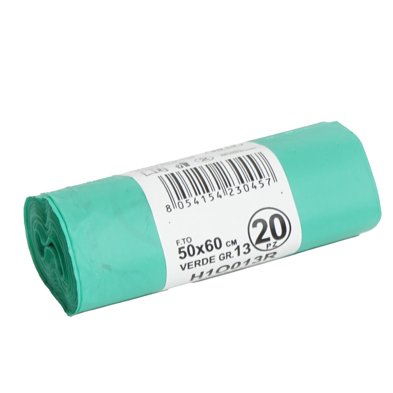 20 Sacchi BIO verdi 50x60cm 30Lt 17mic