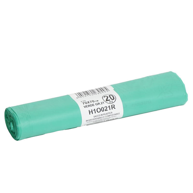 20 Sacchi BIO verdi 70x70cm 70Lt 18mic