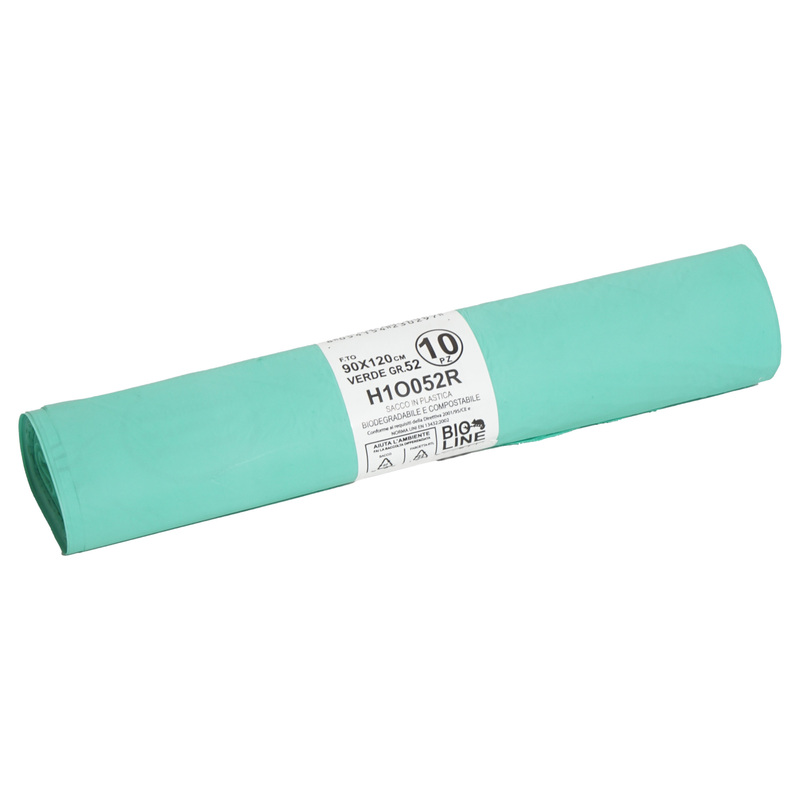 10 Sacchi BIO verdi 90x120cm 120Lt 19mic