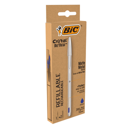 Penna sfera con cappuccio CristalR Re'New 1mm blu BICR