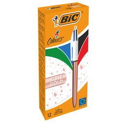 Scatola 12 penna sfera a scatto 4 Colori Rose Gold 1.0mm BICR