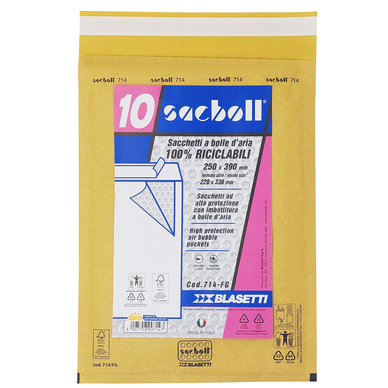 10 Buste imbottite Sacboll in carta avana FG 25X39cm BLASETTI