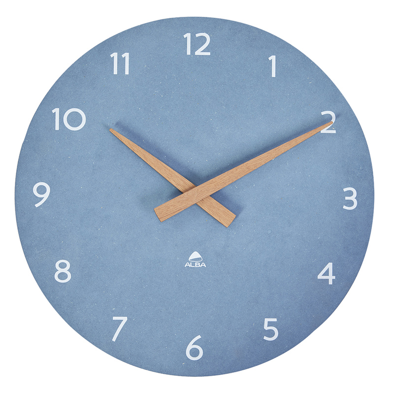 Orologio da parete D30cm blu chiaro/legno HorMilena Alba