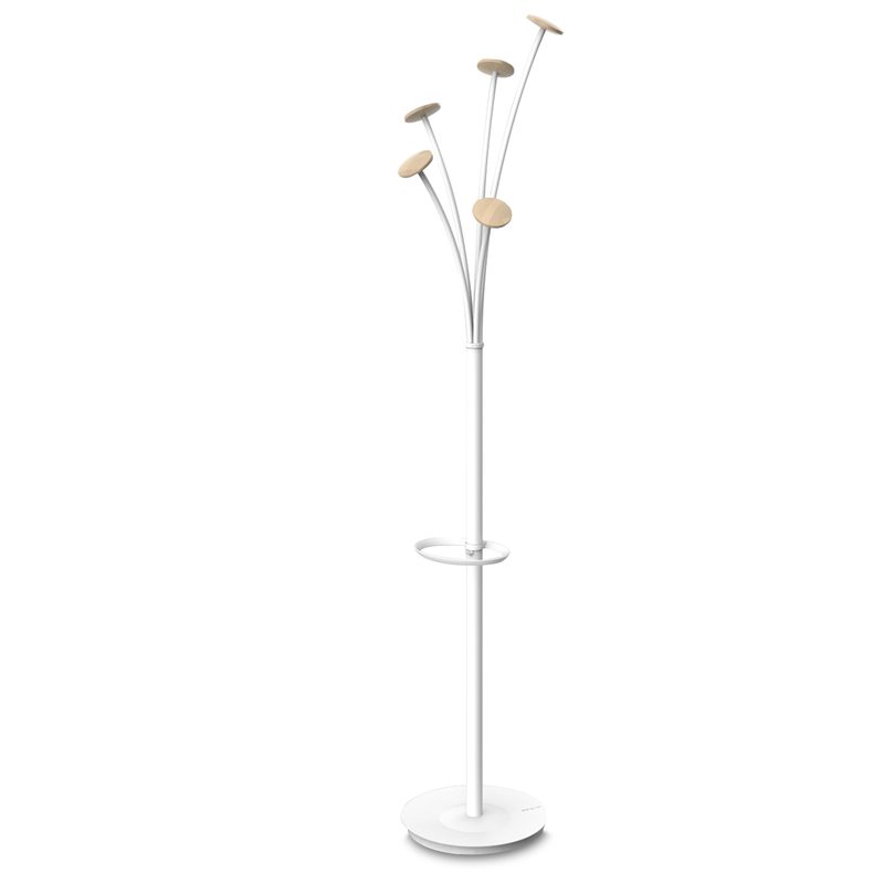 Appendiabiti a 5 posti 175cm bianco/legno chiaro Festival BC Alba