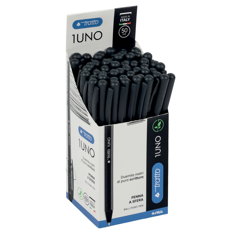 Scatola 50 penna nero Tratto 1 Green punta media 1.0mm