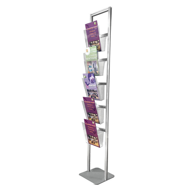 Portadepliant da terra con 5 Tasche A4 H160cm - Torretta monofacciale