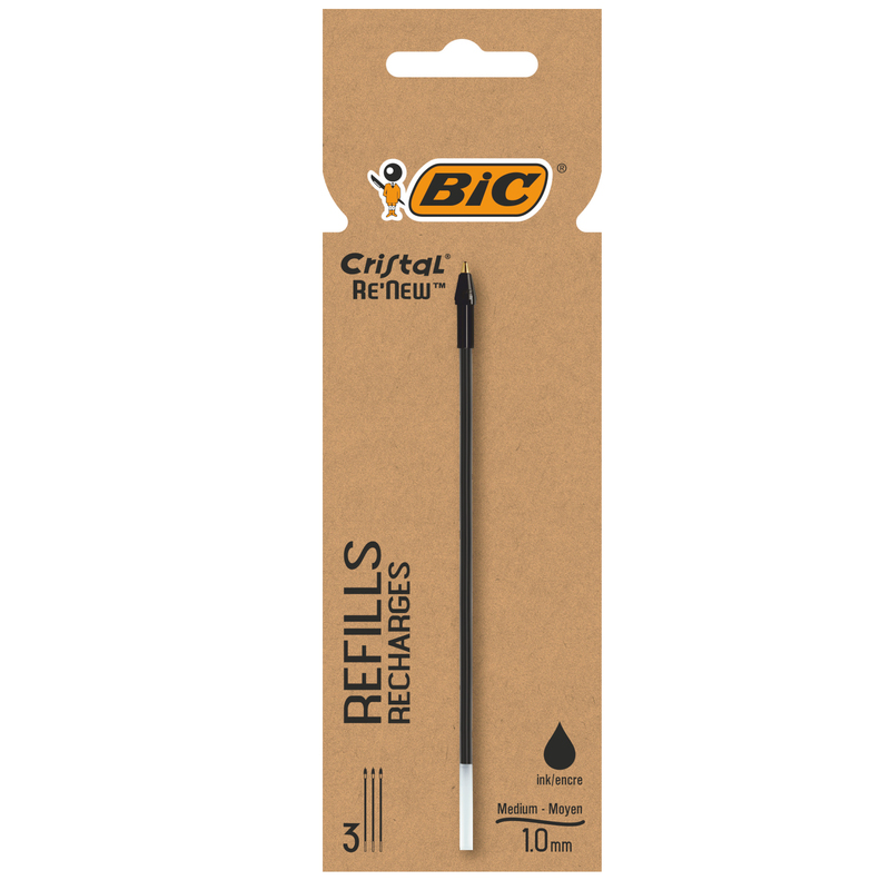 Blister 3 refill CristalR Re'New 1mm nero BICR