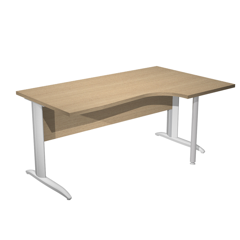 Scrivania Compact Destro 160x80/100cm rovere fianchi vern. grigio all. Easy