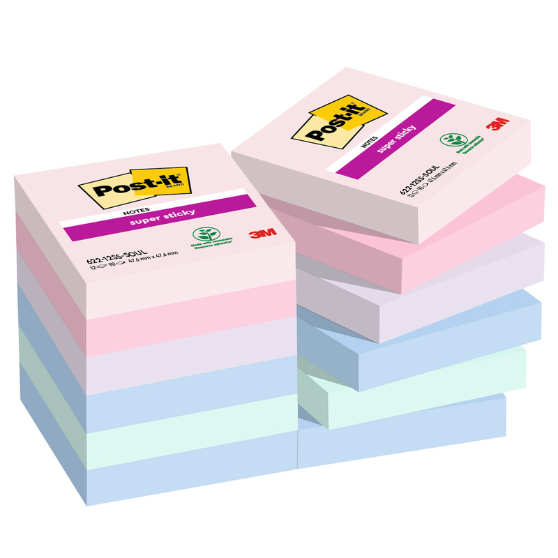 Cf. 12pz blocco 90fg. Post-itR Super Sticky 47,6x47,6mm 622-12SS-SOUL Soulful