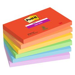 Cf. 6pz blocco 90foglietti Post-itR Super Sticky 76x127mm 655-6SS-PLAY Playful