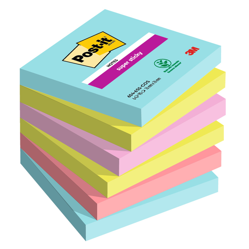 Cf. 6pz 90foglietti Post-itR Super Sticky 76x76mm 654-6SS-COS Cosmic