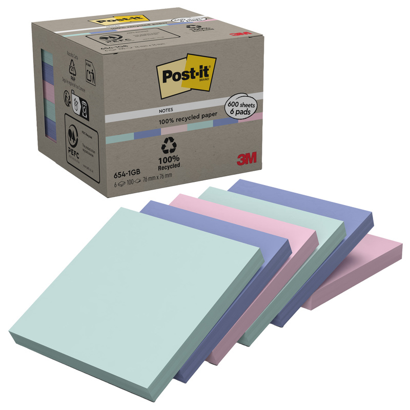 Cf. 6pz blocco 100fg. Post-itR Notes Green 76x76mm 654-1GB NATURAL