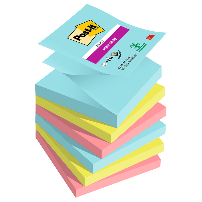 Cf. 6pz blocco 90foglietti Post-itR Super Sticky Z-Notes 76x76mm R330-6SS-COS