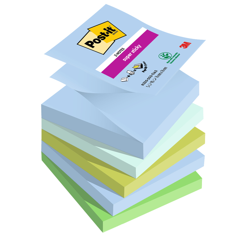 Cf. 5pz blocco 90foglietti Post-itR Super Sticky Z-Notes 76x76mm R330-5SS-OAS