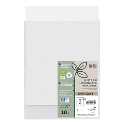 Conf 10 Buste a U in PP riciclato 30x42cm GAIA Sei rota
