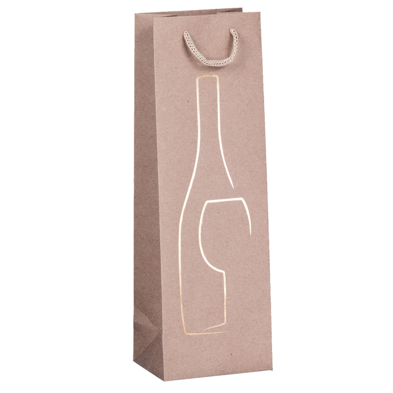 Shopper portabottglie c/manici in corda 12x37x9cm avana Rex Sadoch