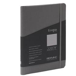 Taccuino c/elast. Ecoqua Plus spiral. A5 70fg. righe antracite Fabriano
