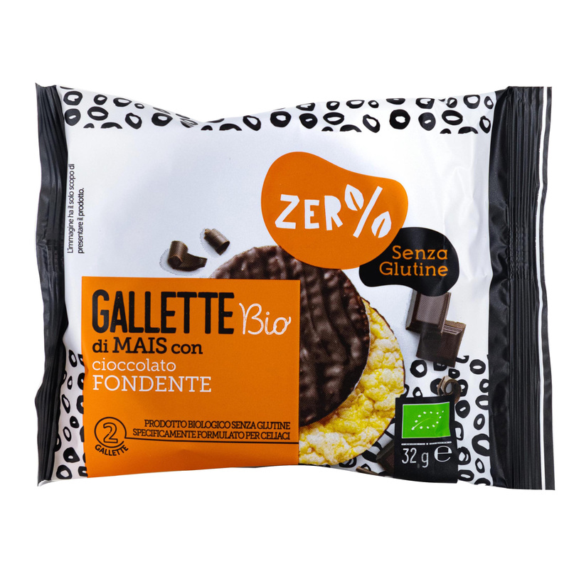 Gallette di mais ricoperte di cioccolato fondente 32gr Zer -stagionale