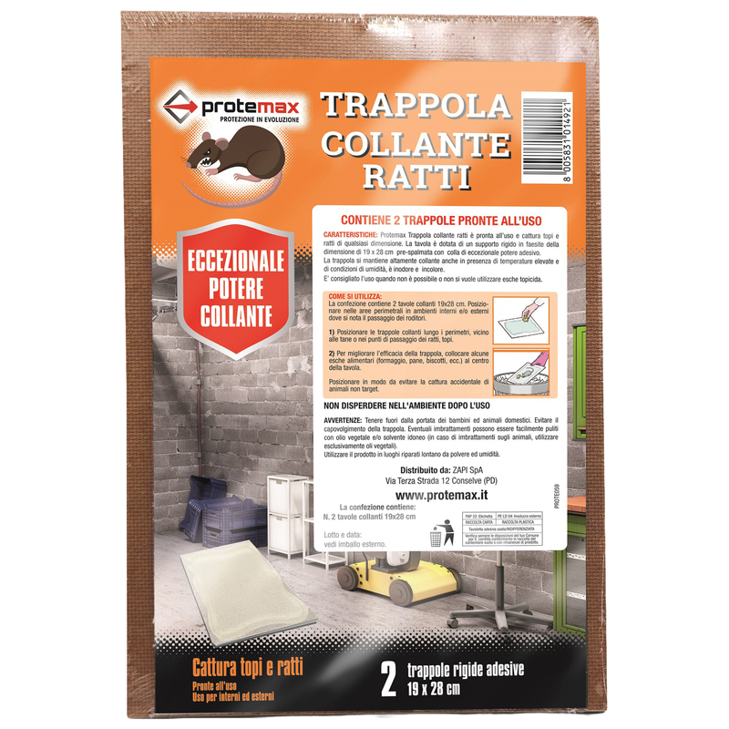 Blister 2 tavole collanti per ratti Protemax