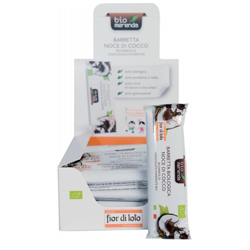 Barretta noce di cocco ricoperta di cioccolato fondente 30gr -stagionale