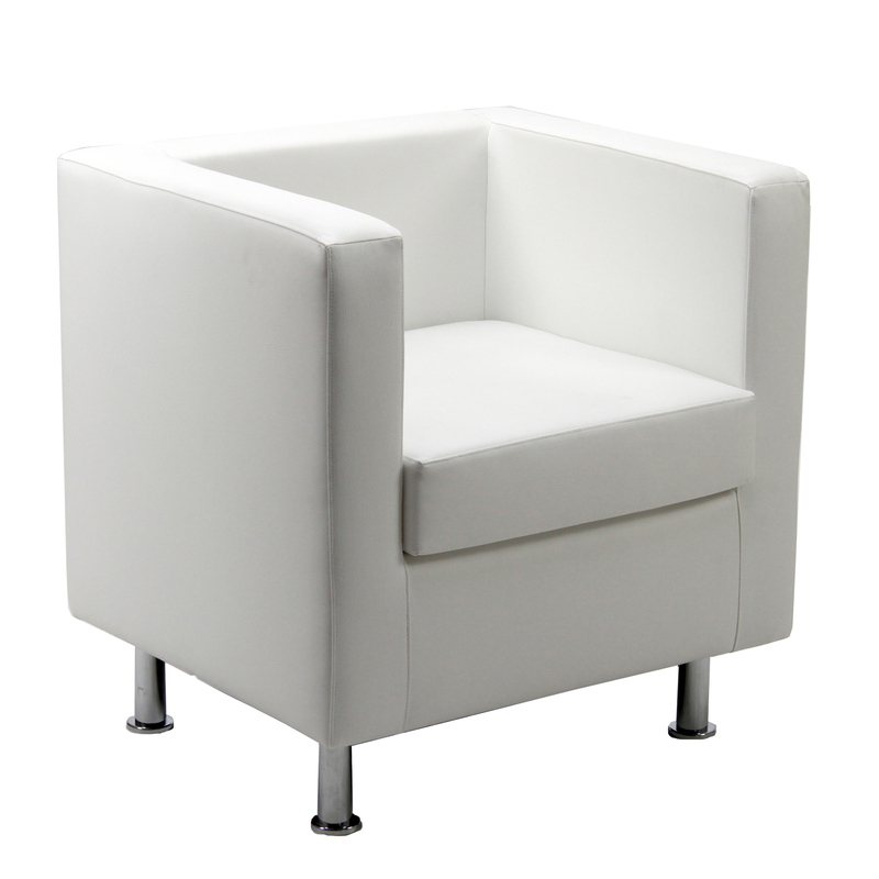 Poltrona in similpelle Pragma PR1 bianco con braccioli inclusi