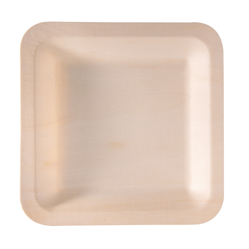 50 Piatti monouso in legno quadrati 21,5 x 21,5cm Signor Bio (Delist)