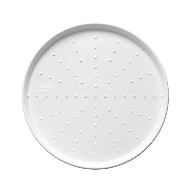 50 Piatti tondi monouso per pizza in canna da zucchero D 32,5cm Signor Bio