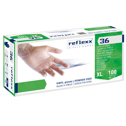 Conf 100 Guanti In vinile s/polvere R36 taglia XL bianchi Reflexx