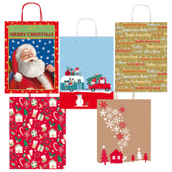 Shopper carta kraft c/manici in carta ritorta 36x46x12cm fant. natale Sadoch