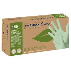 Conf 100 Guanti in nitrile bio tg S verde pastello Reflexx