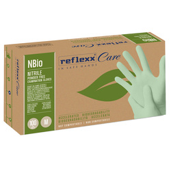 Conf 100 Guanti in nitrile bio tg M verde pastello Reflexx