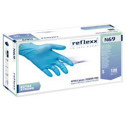 Conf 100 Guanti In Nitrile N69 taglia S azzurri EXTRAstrong Reflexx