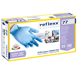 Conf 100 Guanti In Nitrile R77100 taglia XS azzurri Reflexx