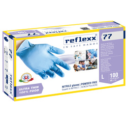 Conf 100 Guanti In Nitrile R77100 taglia L azzurri Reflexx