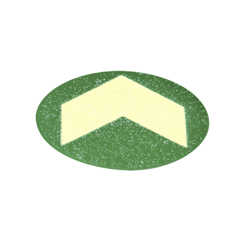 Bollo con freccia fotoluminescente adesiva D60mm colore giallo verde
