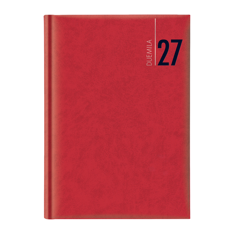Agenda giornaliera 2027 dim.14,5x20,5cm cop. in carta imbottita rosso
