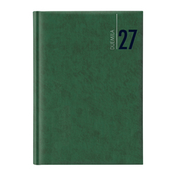 Agenda giornaliera 2027 dim.17x24cm cop. in carta imbottita verde