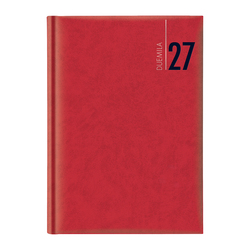 Agenda settimanale 2027 dim.17x24cm cop. in carta imbottita rosso