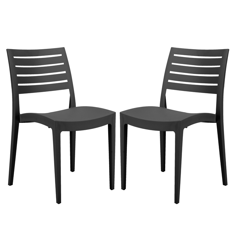 Set da 2 sedie Firenze in polipropilene antracite Grandsoleil