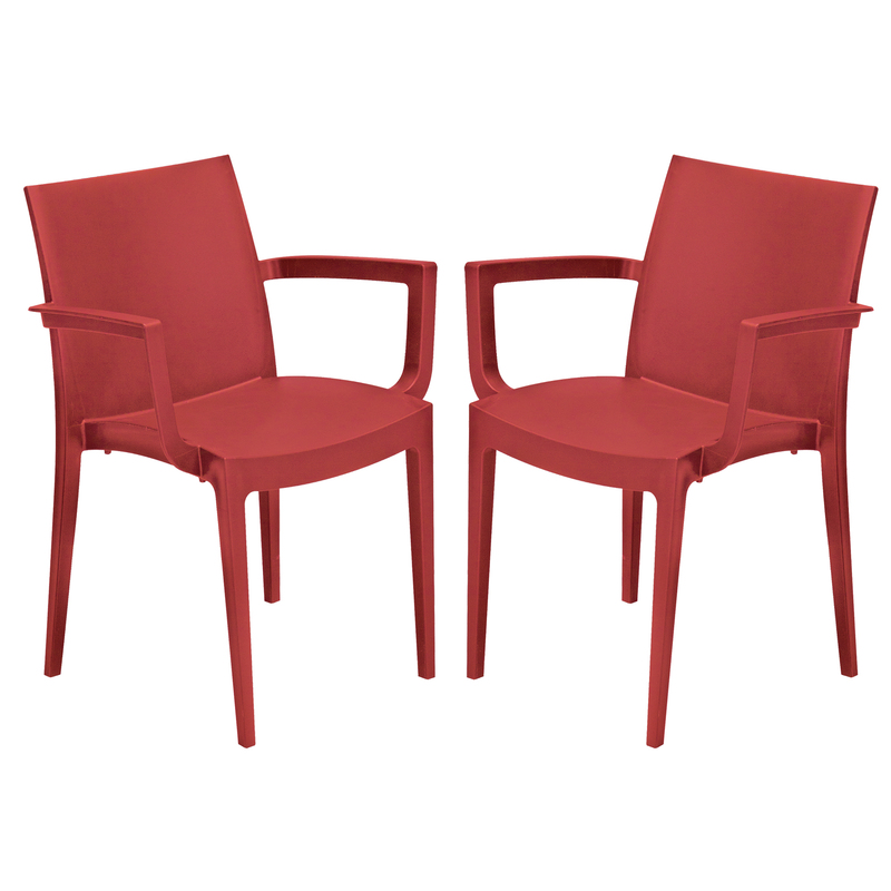 Set da 2 sedie con braccioli Venice in polipropilene rosso Grand Soleil