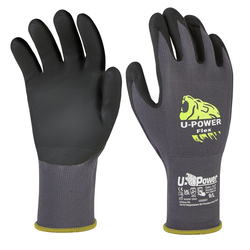 Guanti di protezione FLEX taglia 08 nero grigio c/polsino giallo U-Power