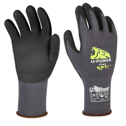 Guanti di protezione FLEX taglia 09 nero grigio c/polsino marrone U-Power
