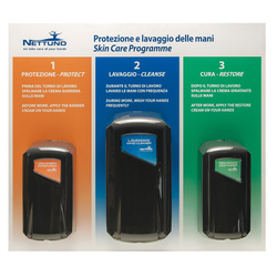Pannello per la protezione e lavaggio delle mani con 3 dispenser 67