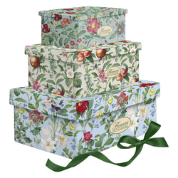 Set 3 scatole regalo c/nastro Nature Flowers fantasie e dim. assortite Pigna