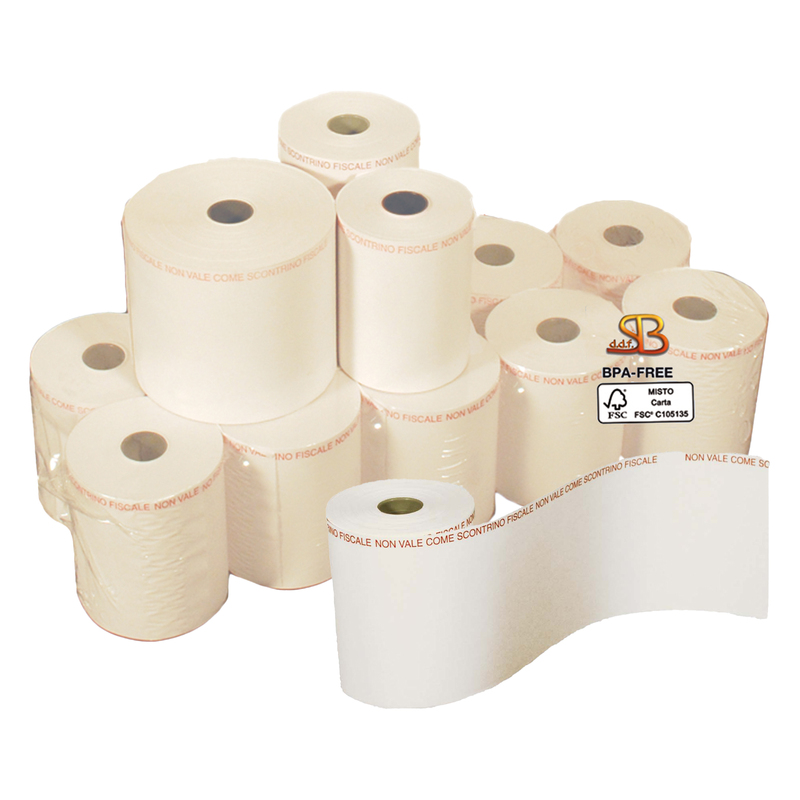 Blister 4 rotoli carta termica adesiva BPA free 60mm x 38mt D 82mm per Bilance