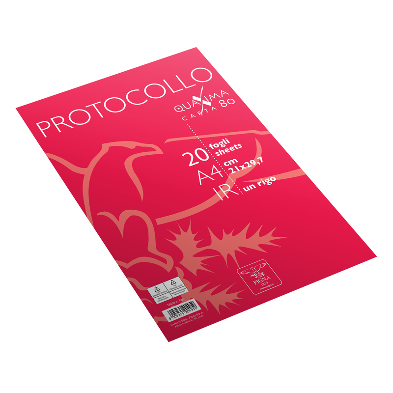 Fogli protocollo A4 Quaxima 1rigo 20fg 80gr Pigna