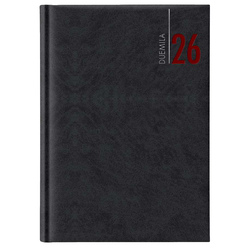 Agenda giornaliera 2026 dim.14,5x20,5cm cop. in carta imbottita nero