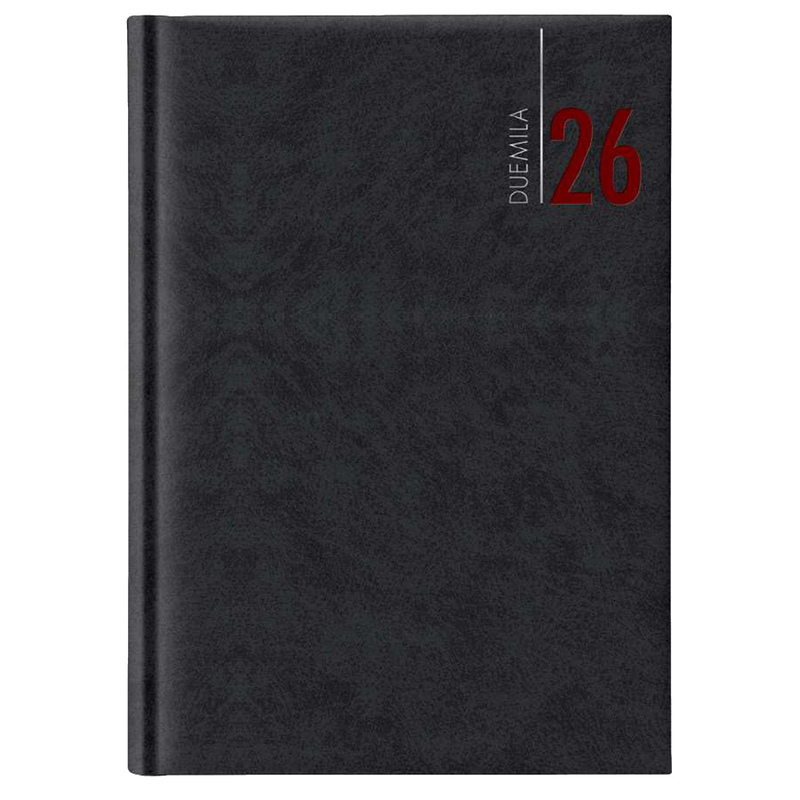 Agenda giornaliera 2026 dim.17x24cm cop. in carta imbottita nero