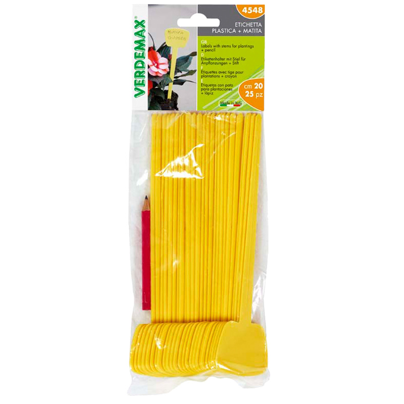 Busta 25 Etichette diritte con gambo 5x4x20cm Verdemax